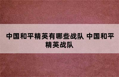 中国和平精英有哪些战队 中国和平精英战队